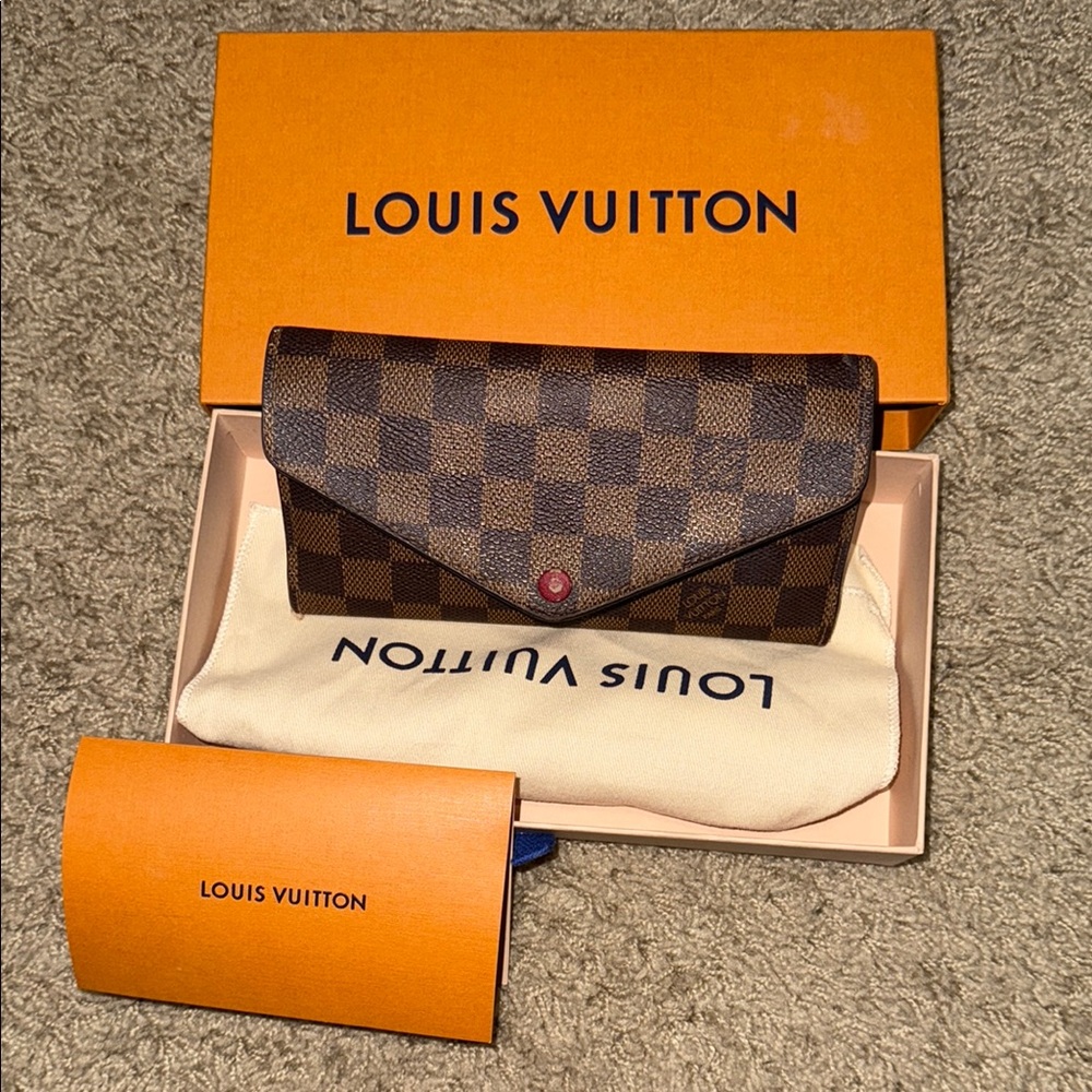 Louis Vuitton Red and Brown Checkered Wallet